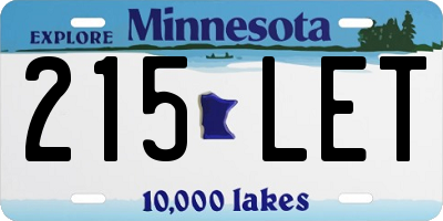 MN license plate 215LET