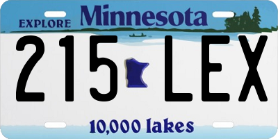 MN license plate 215LEX
