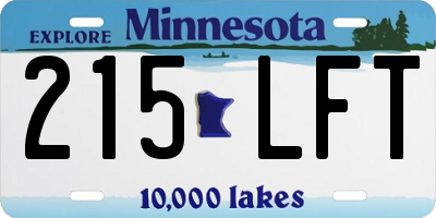 MN license plate 215LFT