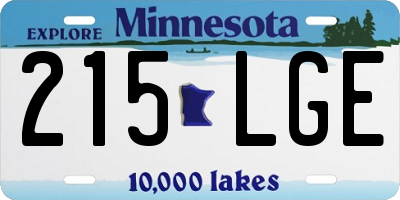 MN license plate 215LGE