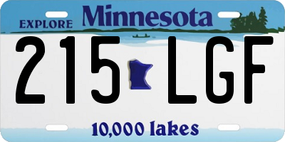 MN license plate 215LGF