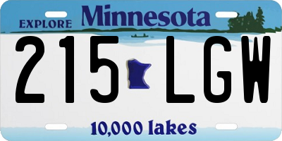 MN license plate 215LGW