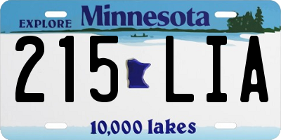 MN license plate 215LIA