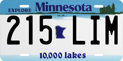 MN license plate 215LIM