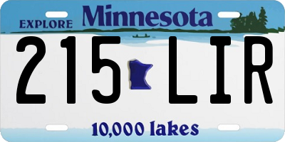 MN license plate 215LIR