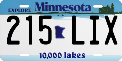 MN license plate 215LIX