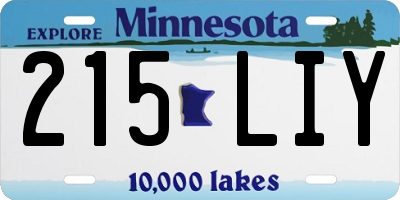 MN license plate 215LIY