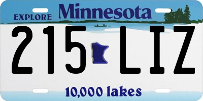 MN license plate 215LIZ