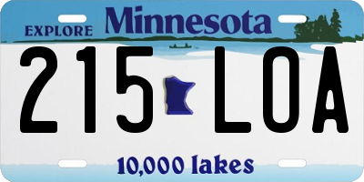 MN license plate 215LOA