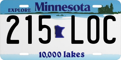 MN license plate 215LOC