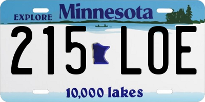 MN license plate 215LOE