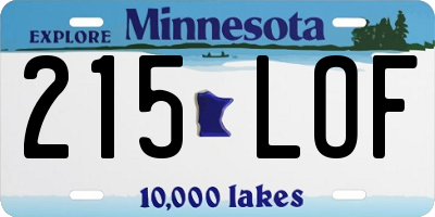 MN license plate 215LOF