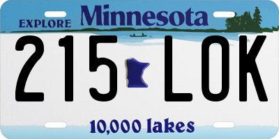 MN license plate 215LOK