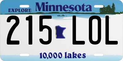 MN license plate 215LOL