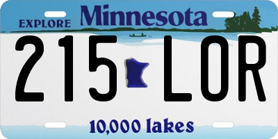 MN license plate 215LOR