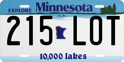 MN license plate 215LOT