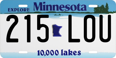 MN license plate 215LOU