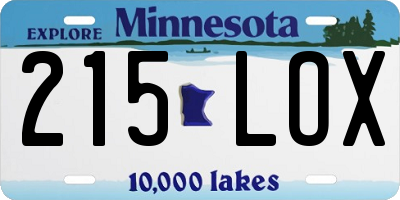 MN license plate 215LOX