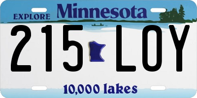 MN license plate 215LOY