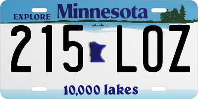 MN license plate 215LOZ