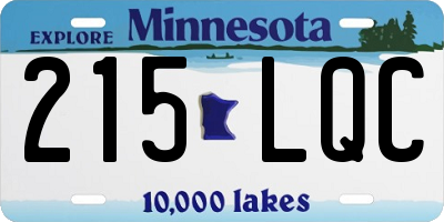 MN license plate 215LQC