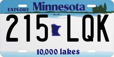 MN license plate 215LQK