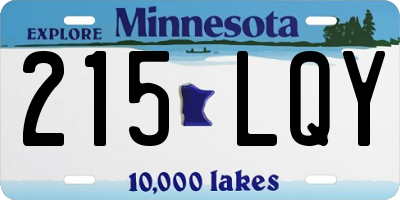 MN license plate 215LQY