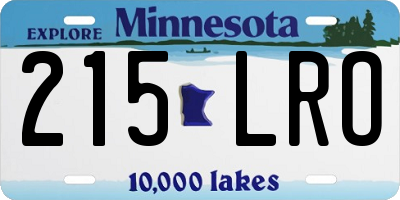 MN license plate 215LRO