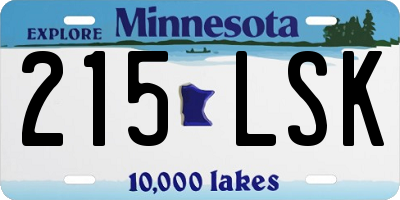 MN license plate 215LSK