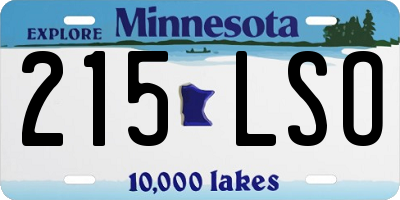 MN license plate 215LSO