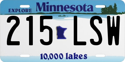 MN license plate 215LSW