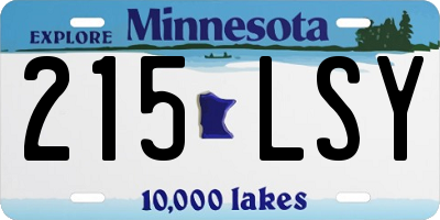 MN license plate 215LSY