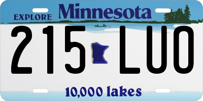 MN license plate 215LUO