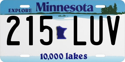 MN license plate 215LUV