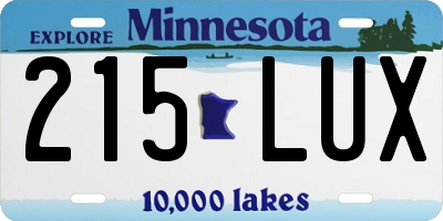 MN license plate 215LUX