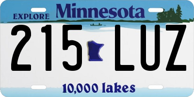 MN license plate 215LUZ