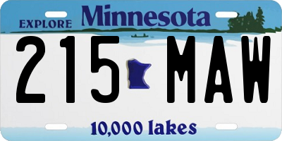 MN license plate 215MAW
