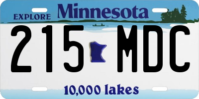 MN license plate 215MDC