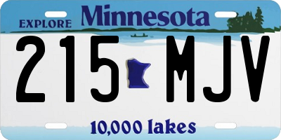 MN license plate 215MJV