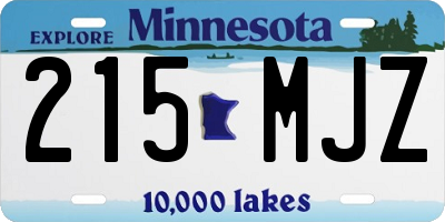 MN license plate 215MJZ