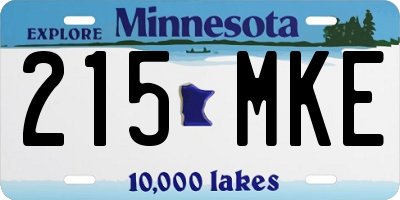MN license plate 215MKE
