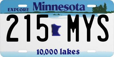 MN license plate 215MYS