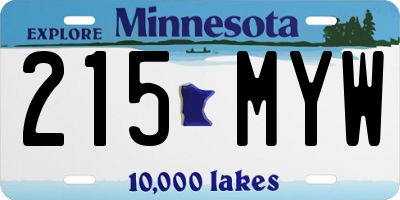 MN license plate 215MYW