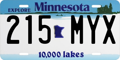MN license plate 215MYX