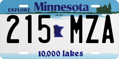 MN license plate 215MZA
