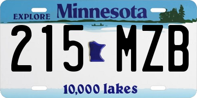 MN license plate 215MZB