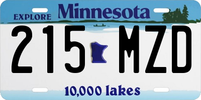 MN license plate 215MZD