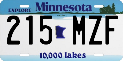 MN license plate 215MZF