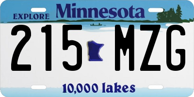 MN license plate 215MZG