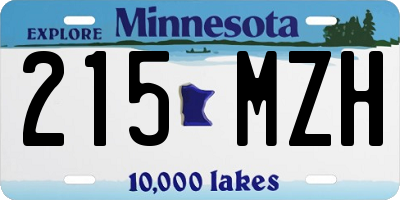 MN license plate 215MZH